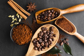 top-view-coffee-accessories-on-the-table